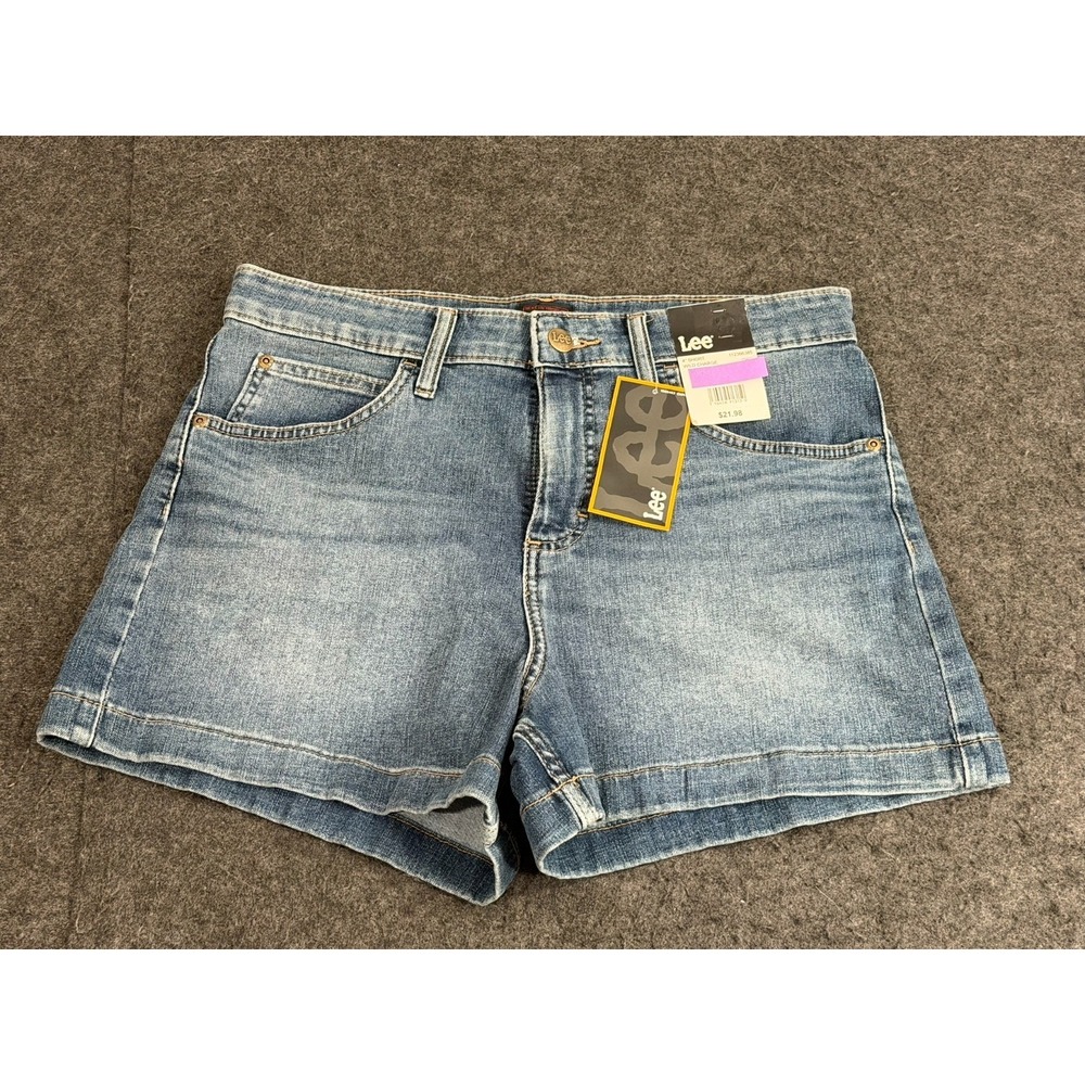 Lee A Line Jean Shorts Women's Size 16 Blue Mid Rise Relaxed Fit Shorts New